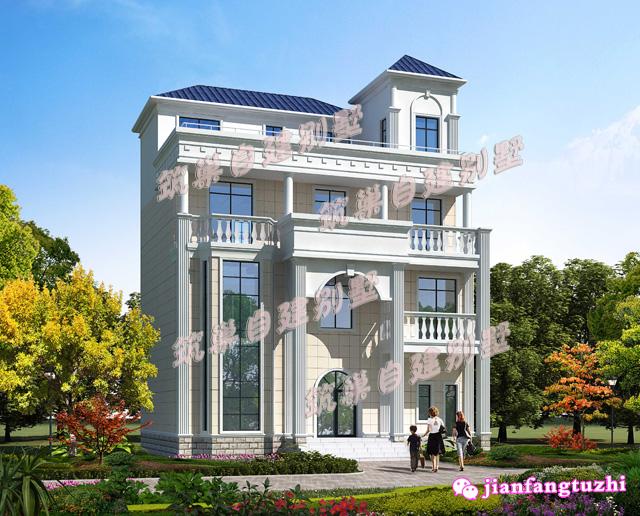 10x9米農(nóng)村四層別墅設(shè)計圖，可做商鋪，全套施工圖外觀圖。