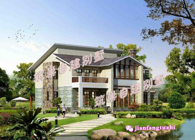 15x12米二層山地別墅設(shè)計圖，美式風(fēng)格，簡單漂亮。