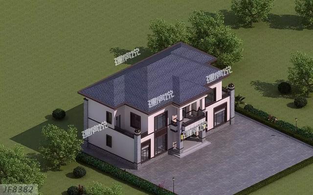 二層新中式花園泳池別墅設(shè)計(jì)圖，造型恢宏大氣，建房發(fā)愁的朋友進(jìn)來(lái)看。