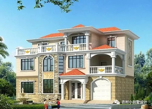 16.2米×10.6米帶挑空客廳三層農(nóng)村別墅設(shè)計(jì)圖，大戶型房間多