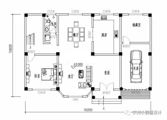 16.2米×10.6米帶挑空客廳三層農(nóng)村別墅設(shè)計(jì)圖，大戶型房間多