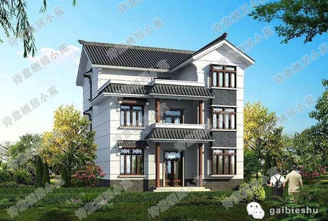 35萬(wàn)以?xún)?nèi)占地140平方米中式風(fēng)格三層別墅設(shè)計(jì)圖，各種功能設(shè)計(jì)應(yīng)有盡有