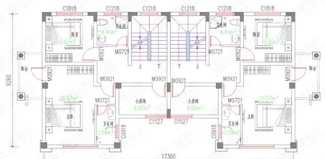17×9米45萬(wàn)三層兄弟戶雙拼別墅設(shè)計(jì)圖，戶型對(duì)稱大氣，設(shè)計(jì)獨(dú)特時(shí)尚