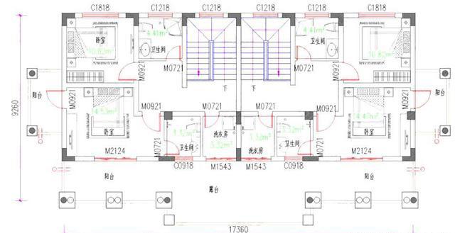 17×9米45萬(wàn)三層兄弟戶雙拼別墅設(shè)計(jì)圖，戶型對(duì)稱大氣，設(shè)計(jì)獨(dú)特時(shí)尚