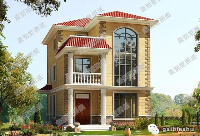 2款三層帶挑空客廳小洋樓別墅設計圖，無挑空，不豪華，戶型豪華大氣