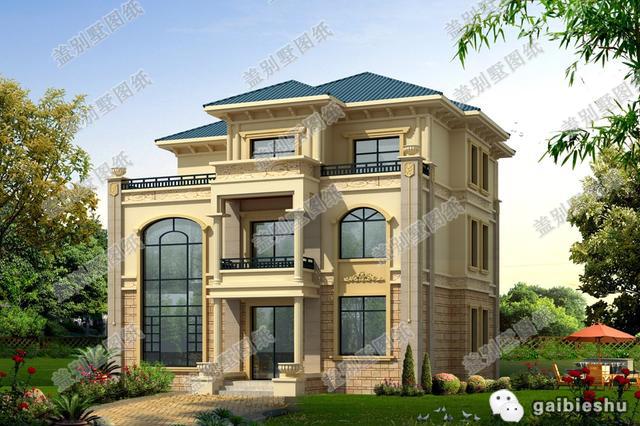 2款三層帶挑空客廳小洋樓別墅設計圖，無挑空，不豪華，戶型豪華大氣