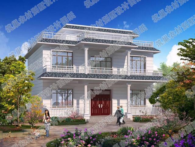 二層平屋頂3廳4臥自建房全套施工圖，施工難度較低，簡單實用