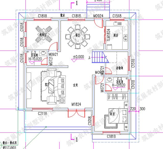 二層平屋頂3廳4臥自建房全套施工圖，施工難度較低，簡單實用