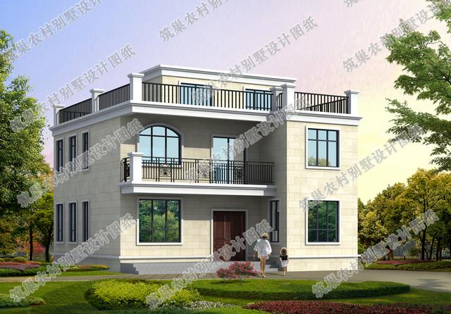 二層平屋頂3廳4臥自建房全套施工圖，施工難度較低，簡單實用