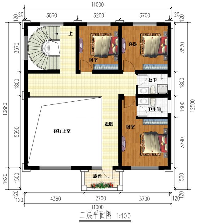 帶挑空客廳三層別墅設計圖，內(nèi)置布局非常合理，一眼看去很吸引人