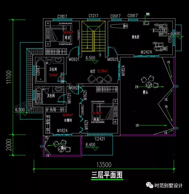 14x13米三層新中式別墅設(shè)計(jì)圖，大氣美觀適合自建，比歐式更簡(jiǎn)約、更耐看。