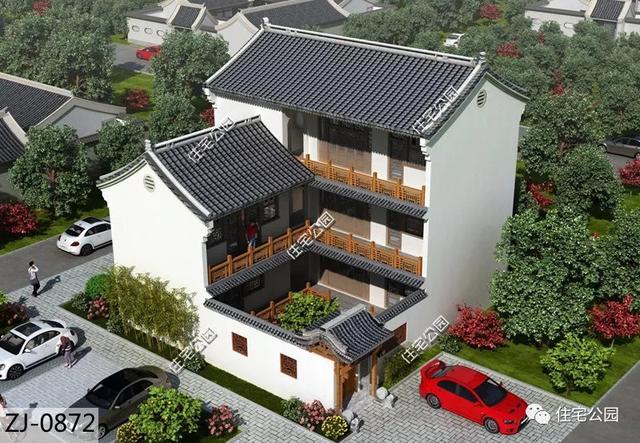 12×13米中式帶庭院別墅設(shè)計圖，外觀雅致頗具格調(diào)，室內(nèi)布局頗為考究