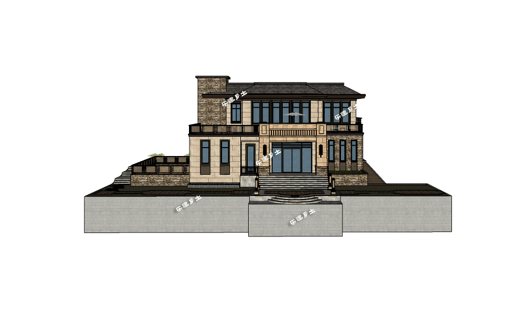 二層新中式獨棟別墅設計，空間利用合理，氣派奢華
