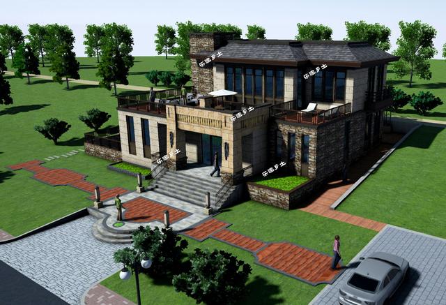 二層新中式獨棟別墅設計，空間利用合理，氣派奢華