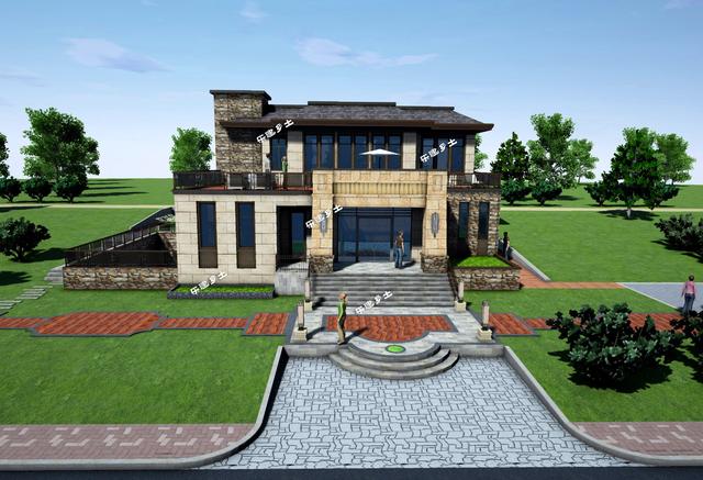 二層新中式獨棟別墅設計，空間利用合理，氣派奢華