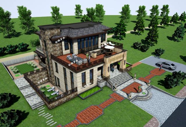 二層新中式獨棟別墅設計，空間利用合理，氣派奢華