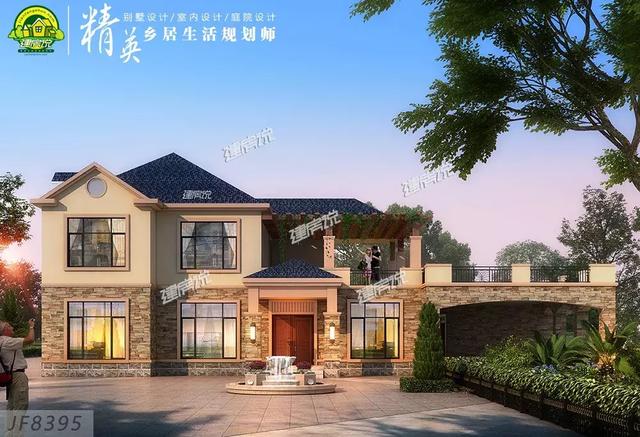 這款二層別墅設計圖，占地兩百多平方，外型極美，絕對稱得上是豪宅