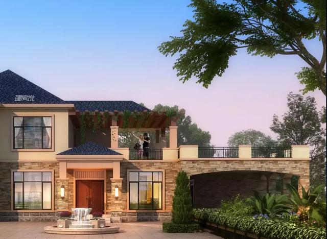 這款二層別墅設計圖，占地兩百多平方，外型極美，絕對稱得上是豪宅