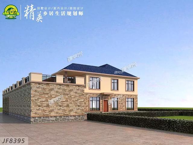 這款二層別墅設計圖，占地兩百多平方，外型極美，絕對稱得上是豪宅