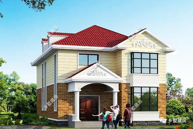 二層田園風(fēng)自建房別墅設(shè)計(jì)圖，窄面寬宅基地一樣能建出漂亮的房子