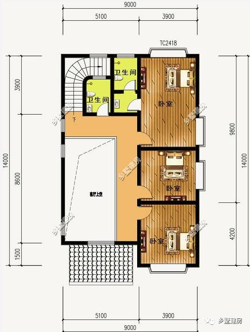 二層田園風(fēng)自建房別墅設(shè)計(jì)圖，窄面寬宅基地一樣能建出漂亮的房子