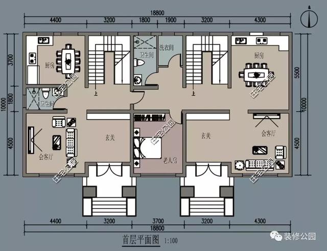 18X10米雙拼別墅設(shè)計(jì)圖，兄弟姐妹多蓋這樣的房，造價(jià)不高還很實(shí)用