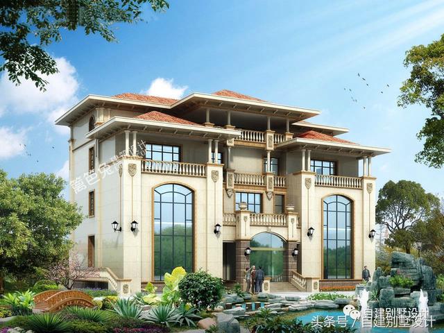 總占地面積350平米的四層歐式別墅設(shè)計(jì)圖，帶地下室酒窖，豪華大氣。