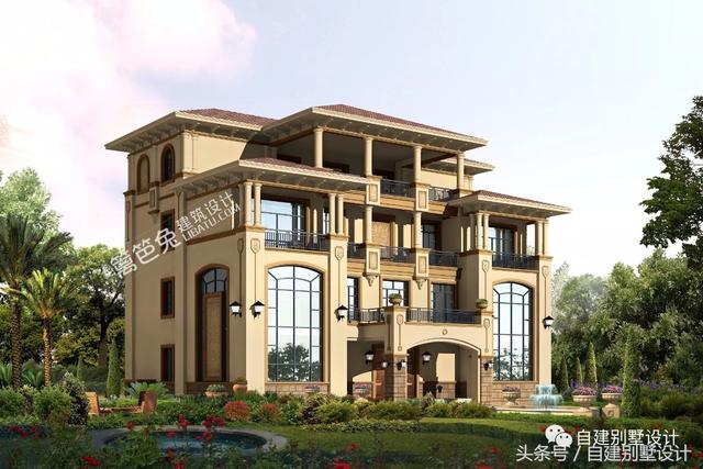 總占地面積350平米的四層歐式別墅設(shè)計(jì)圖，帶地下室酒窖，豪華大氣。