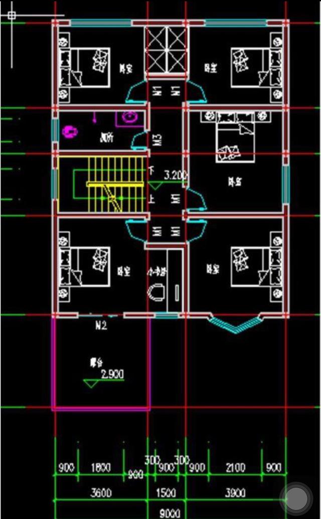 二層半結(jié)構(gòu)的農(nóng)村小別墅設(shè)計(jì)圖，帶小院，非常大方。