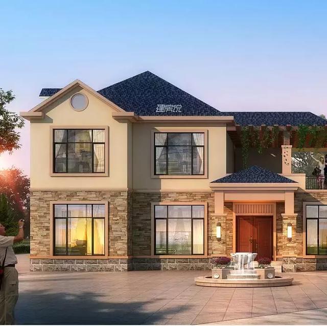 歐式二層半別墅設計圖，帶旋轉樓梯，內部布局舒適又享受，生活美滋滋。