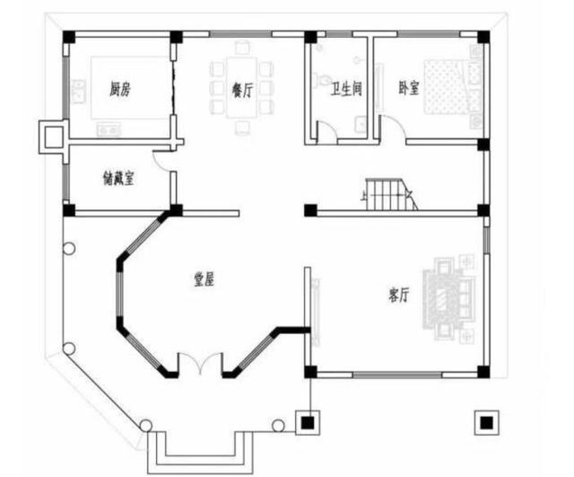 占地帶堂屋等傳統(tǒng)功能的二層別墅設計圖，建成這么實用的房子，鄰居看后肯定會眼紅的。