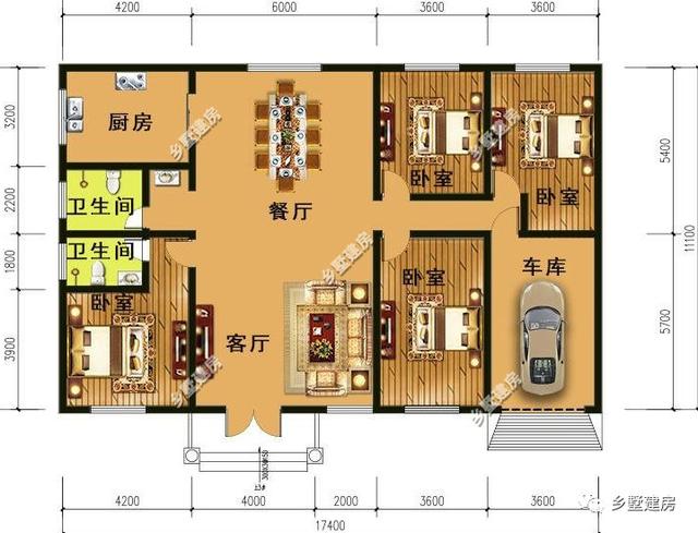 兩棟一層別墅設計圖，帶車庫，造價12萬，你心動嗎？