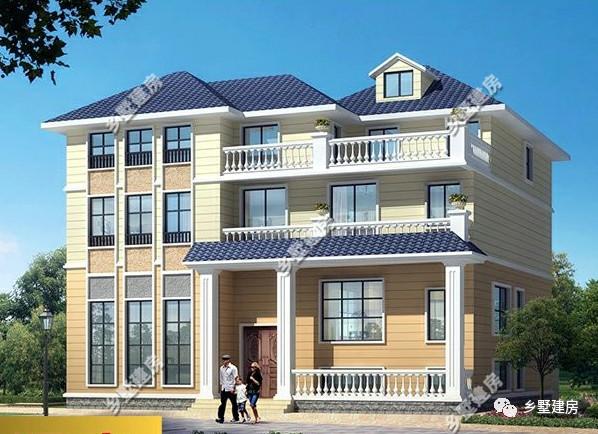 三層現(xiàn)代田園風別墅設計圖，帶大露臺+老虎窗，造價40萬左右。