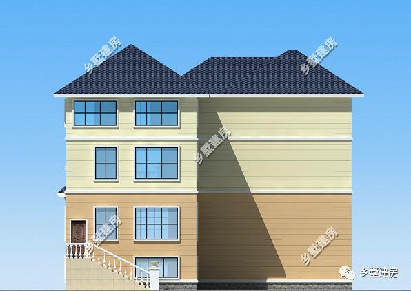 三層現(xiàn)代田園風別墅設計圖，帶大露臺+老虎窗，造價40萬左右。