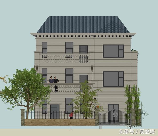 14X11歐式三層別墅設(shè)計圖，造型霸氣，引鄰里羨慕，主體造價53萬。