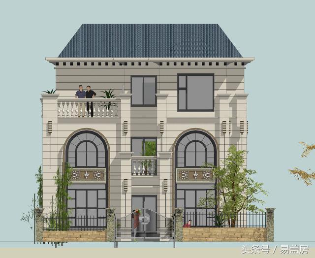 14X11歐式三層別墅設(shè)計圖，造型霸氣，引鄰里羨慕，主體造價53萬。
