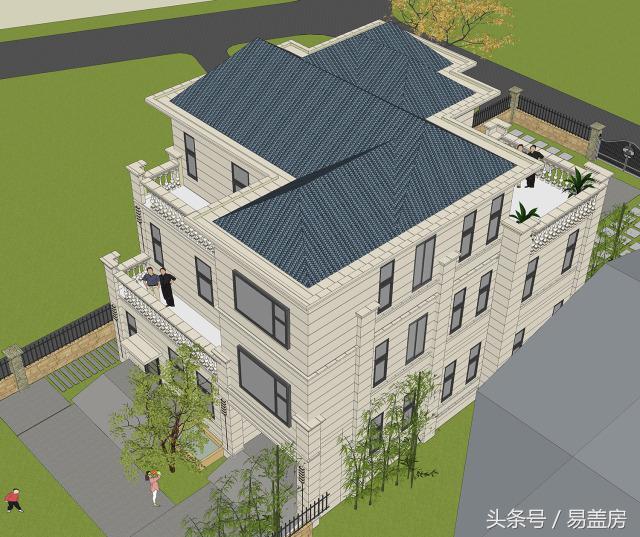 14X11歐式三層別墅設(shè)計圖，造型霸氣，引鄰里羨慕，主體造價53萬。