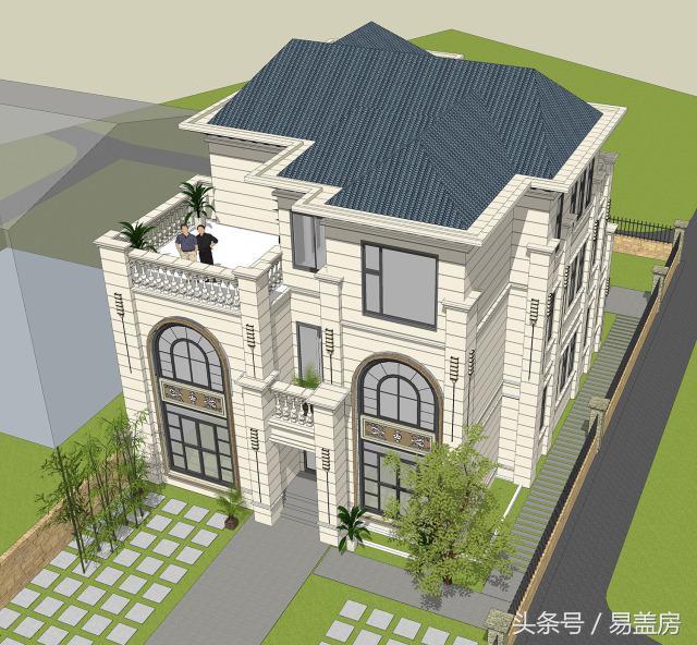 14X11歐式三層別墅設(shè)計圖，造型霸氣，引鄰里羨慕，主體造價53萬。