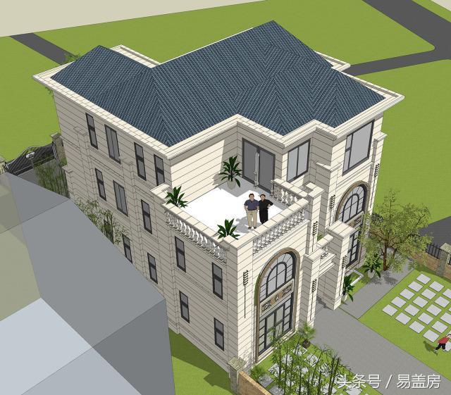14X11歐式三層別墅設(shè)計圖，造型霸氣，引鄰里羨慕，主體造價53萬。