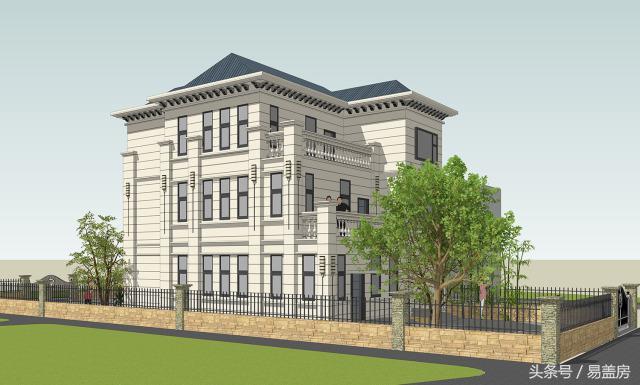 14X11歐式三層別墅設(shè)計圖，造型霸氣，引鄰里羨慕，主體造價53萬。