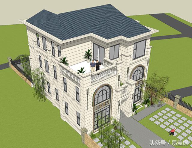 14X11歐式三層別墅設(shè)計圖，造型霸氣，引鄰里羨慕，主體造價53萬。