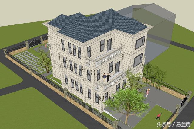 14X11歐式三層別墅設(shè)計圖，造型霸氣，引鄰里羨慕，主體造價53萬。