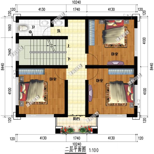 10.24x8.44農(nóng)村三層農(nóng)村別墅設(shè)計(jì)圖，農(nóng)村人都特別喜歡。