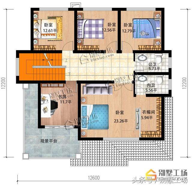 12.6x12.2二層簡(jiǎn)歐小別墅設(shè)計(jì)圖，造價(jià)30萬(wàn)以內(nèi)。