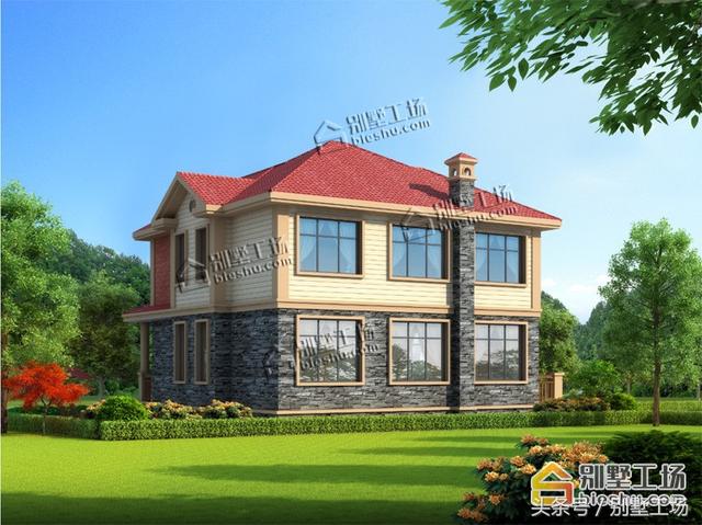 12.6x12.2二層簡(jiǎn)歐小別墅設(shè)計(jì)圖，造價(jià)30萬(wàn)以內(nèi)。