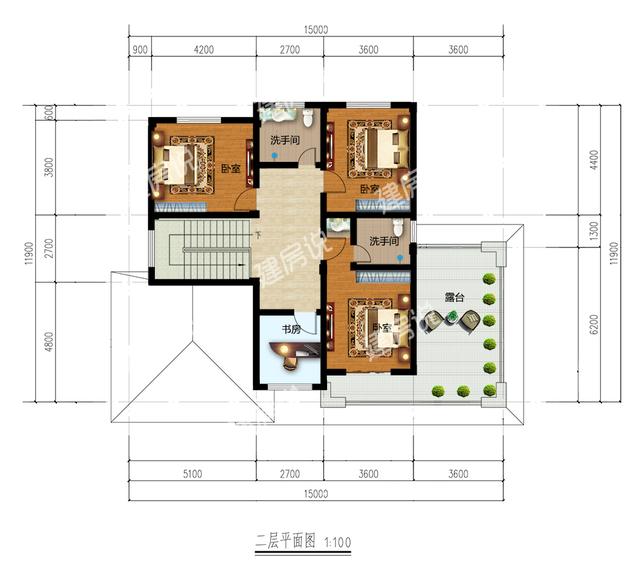 二層現(xiàn)代別墅設(shè)計(jì)圖，占地151平方米，帶車庫(kù)，時(shí)尚大方。