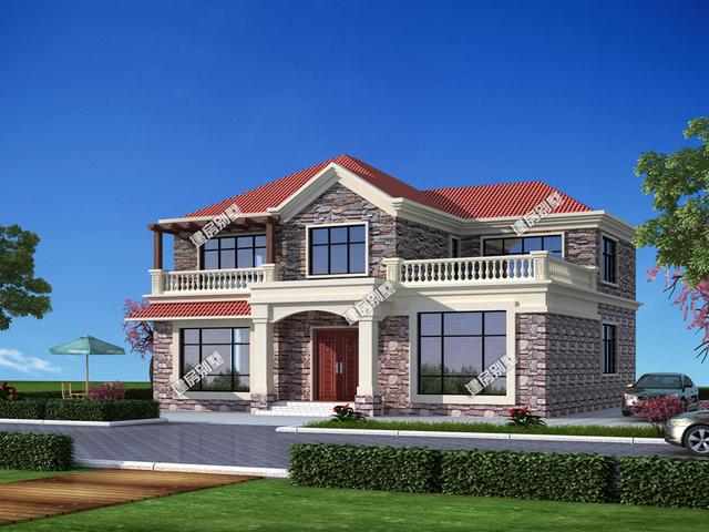 16.14x15.64米農(nóng)村二層別墅設(shè)計圖，外觀看著舒服、布局住著坦然，很令人向往的鄉(xiāng)村住宅。