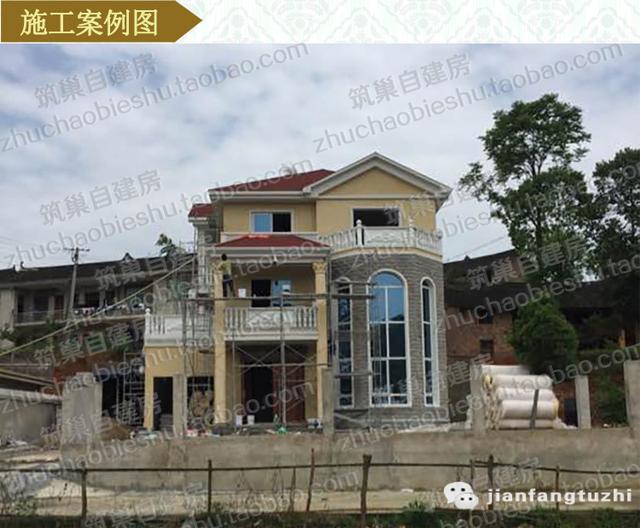 13×15米三層農(nóng)村自建房，帶大露臺+車庫，造價(jià)35萬。