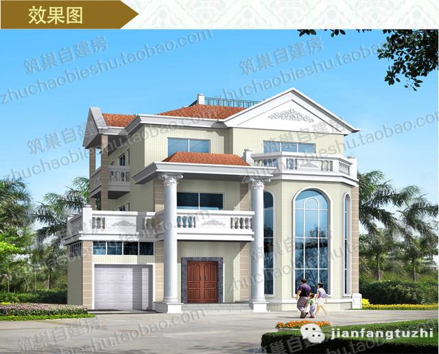 13×15米三層農(nóng)村自建房，帶大露臺+車庫，造價(jià)35萬。