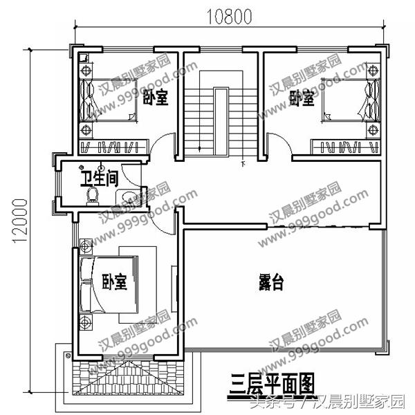 10.8X12米三層別墅設計圖，精致典雅，經(jīng)濟實用，造價30萬。